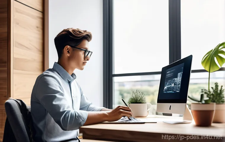 제품디자인 자격증 대비 온라인 강의 - **Prompt:** A focused professional in smart casual wear, perhaps a stylish top and comfortable trous...
