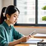 제품디자인 자격증 시험 대비 학습법 - A modern Japanese study room scene featuring a young adult studying efficiently with a neat desk set...